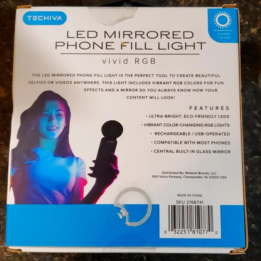 Led mirrored phone fill light